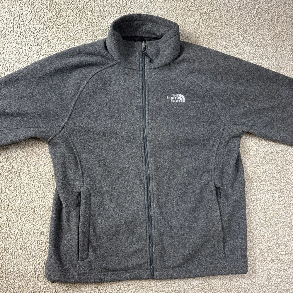 The North Face Mens Fleece Large Jacket Full Zip Dark Gray Outdoor Hiking